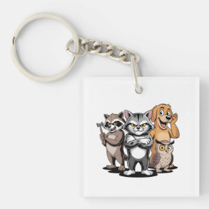 Porte-clés Illustration de personnages d'équipe d'animaux de