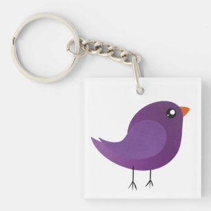 Porte-clés Illustration de petit oiseau violet mignon