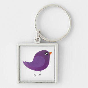 Porte-clés Illustration de petit oiseau violet mignon