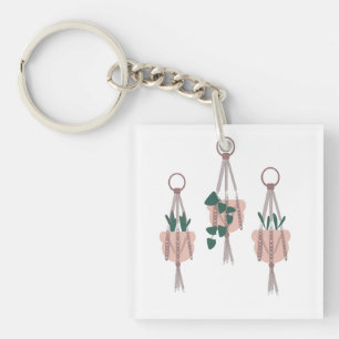 Porte-clés Illustration de pots de plantes suspendus en macra