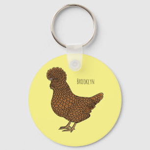 Porte-clés Illustration de poulet à la polis chamois