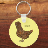 Porte-clés Illustration de poulet à la polis chamois (Recto)
