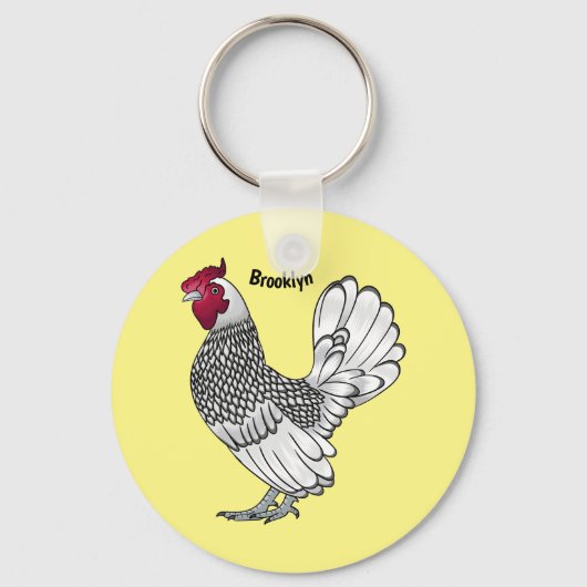 Porte-clés Illustration de poulet Sebright (Recto)