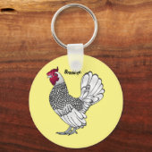 Porte-clés Illustration de poulet Sebright (Recto)