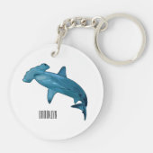 Porte-clés Illustration de requin marteau (Dos)