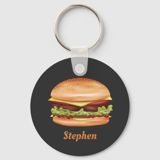 Porte-clés Illustration de restauration rapide Hamburger avec (Recto)