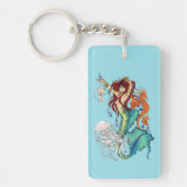 Porte-clés Illustration de sirène de fantasy sarcelle vibrant (Devant)