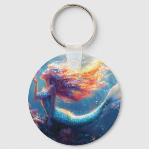 Porte-clés Illustration de sirène sous-marine colorée