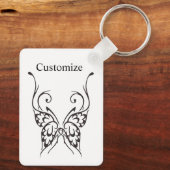 Porte-clés Illustration de tatouage papillon stylisé (Verso)