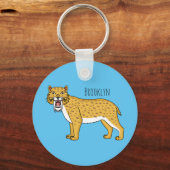 Porte-clés Illustration de tigre à dents de sabre (Recto)