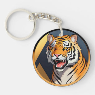 Porte-clés Illustration de tigre avec expression intense