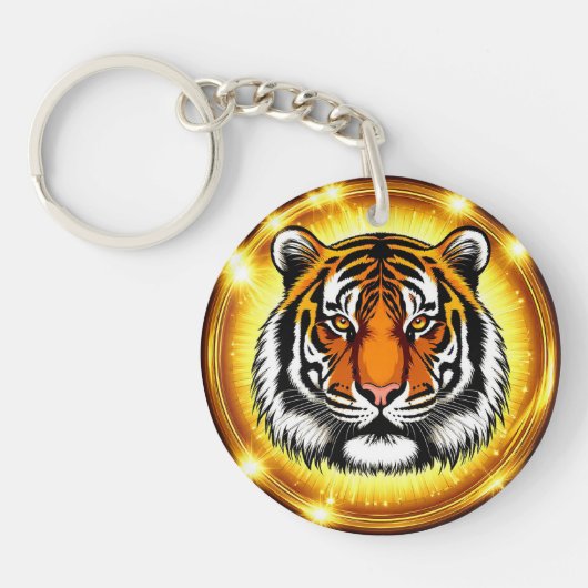 Porte-clés Illustration de tigre avec une expression intense (Devant)