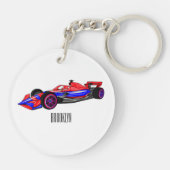 Porte-clés Illustration de voiture de course professionnelle (Dos)
