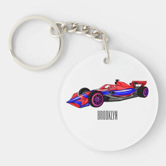 Porte-clés Illustration de voiture de course professionnelle (Devant)