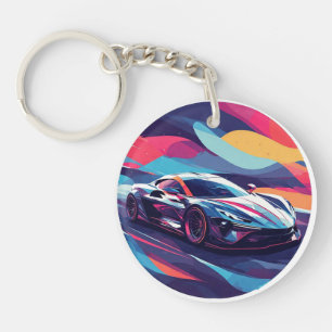 Porte-clés Illustration de voiture de sport futuriste dynamiq