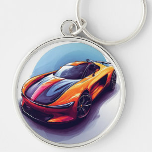 Porte-clés Illustration de voiture de sport stylisée