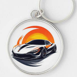 Porte-clés Illustration de voiture de sport stylisée