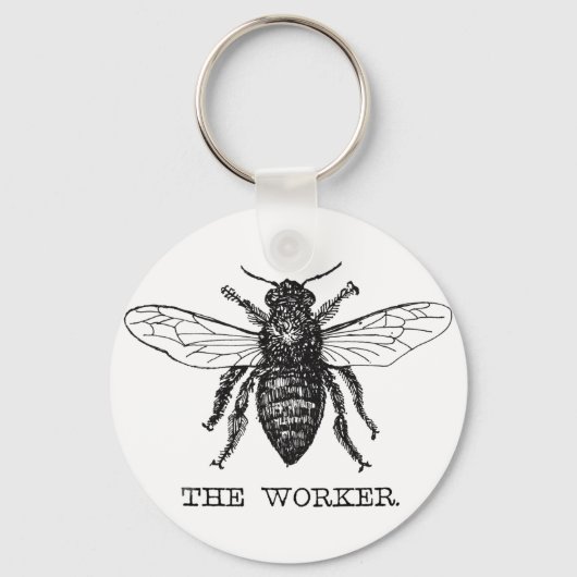 Porte-clés Illustration de Worker Bee Bumblebee Honey Antique (Recto)