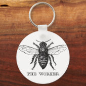 Porte-clés Illustration de Worker Bee Bumblebee Honey Antique (Recto)