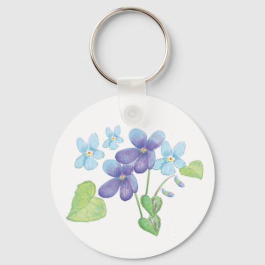 Porte-clés Illustration des fleurs de violet sauvages (Recto)