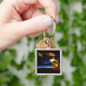 Porte-clés Illustration des satellites à l'horizon terrestre (main)