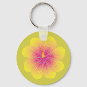 Porte-clés Illustration d'Hibiscus jaune