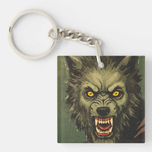 Porte-clés Illustration d'horreur de loup-garou féroce