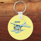 Porte-clés Illustration d'hydravion bleu blanc (Recto)