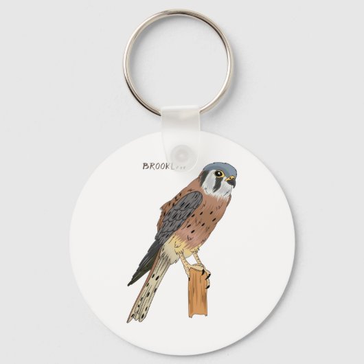 Porte-clés Illustration d'oiseau américain Kestrel (Recto)