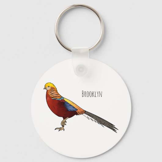 Porte-clés Illustration d'oiseau de faisan doré (Recto)