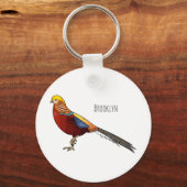 Porte-clés Illustration d'oiseau de faisan doré (Recto)