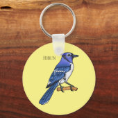 Porte-clés Illustration d'oiseau de jay bleu (Recto)