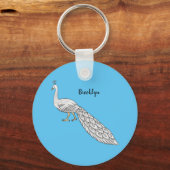 Porte-clés Illustration d'oiseau de paon blanc (Recto)