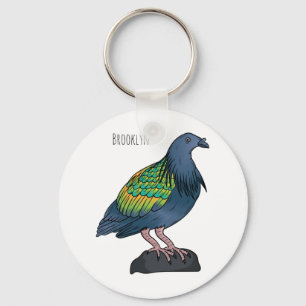 Porte-clés Illustration d'oiseau de pigeon de Nicobar
