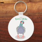 Porte-clés Illustration drôle de pigeon curieux (Recto)