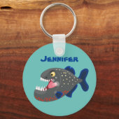 Porte-clés Illustration drôle de piranha affamée (Recto)