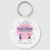 Porte-clés Illustration du cerveau rose Intelligence artifici (Verso)