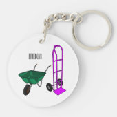 Porte-clés Illustration du chariot à roues et du chariot à ma (Dos)