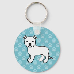 Porte-clés Illustration du Chien Tirer du Staffordshire blanc