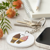 Porte-clés Illustration du cône de crème glacée (Devant droit)