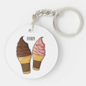 Porte-clés Illustration du cône de crème glacée (Dos)