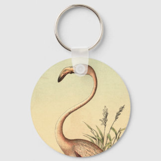 Porte-clés Illustration du Flamant rose rose vintage