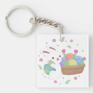 Porte-clés Illustration du lapin de Pâques mignon