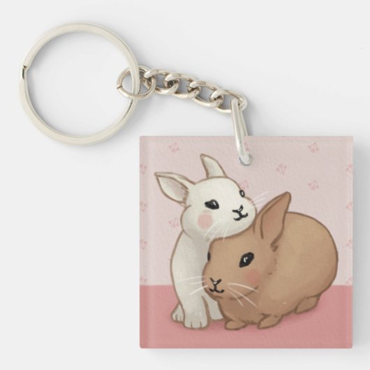 Porte-clés Illustration du lapin mignon (Devant)