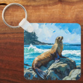 Porte-clés Illustration du lion de mer (Recto)