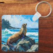 Porte-clés Illustration du lion de mer (Verso)