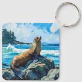 Porte-clés Illustration du lion de mer (Dos)