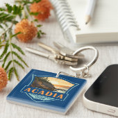 Porte-clés Illustration du parc national Acadia Insigne rétro (Devant Droit)