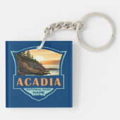 Porte-clés Illustration du parc national Acadia Insigne rétro (Dos)