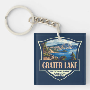 Porte-clés Illustration du parc national du lac Crater Badge 